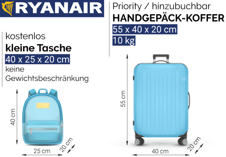 Handgepäck bei Ryanair: Maße, Kosten, Priority | Update 2020